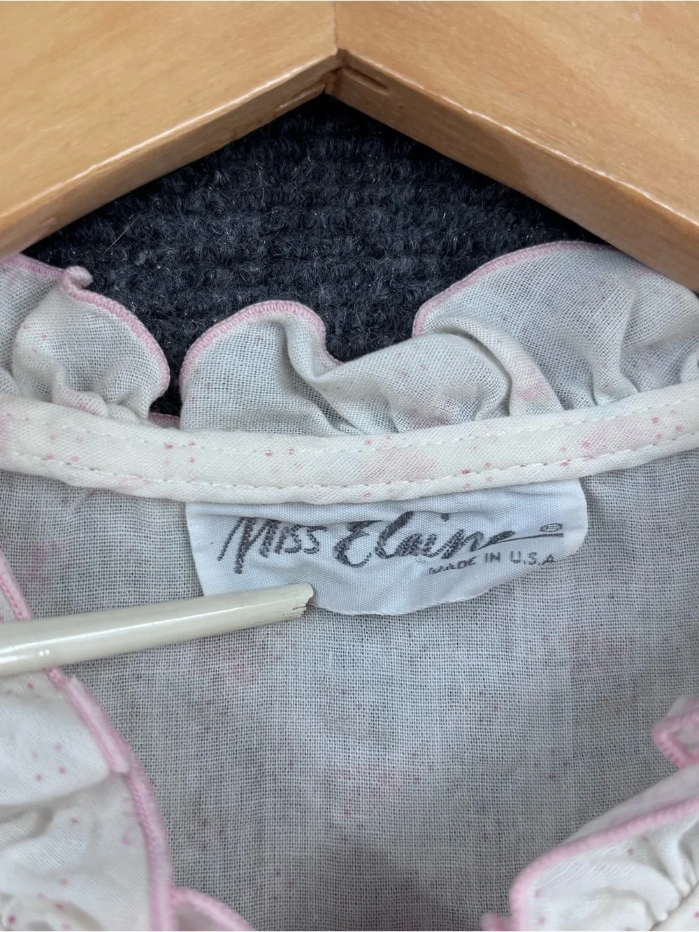 VTG Miss Elaine Grandmacore White Pink Floral Seersucker Nightgown Womens L
